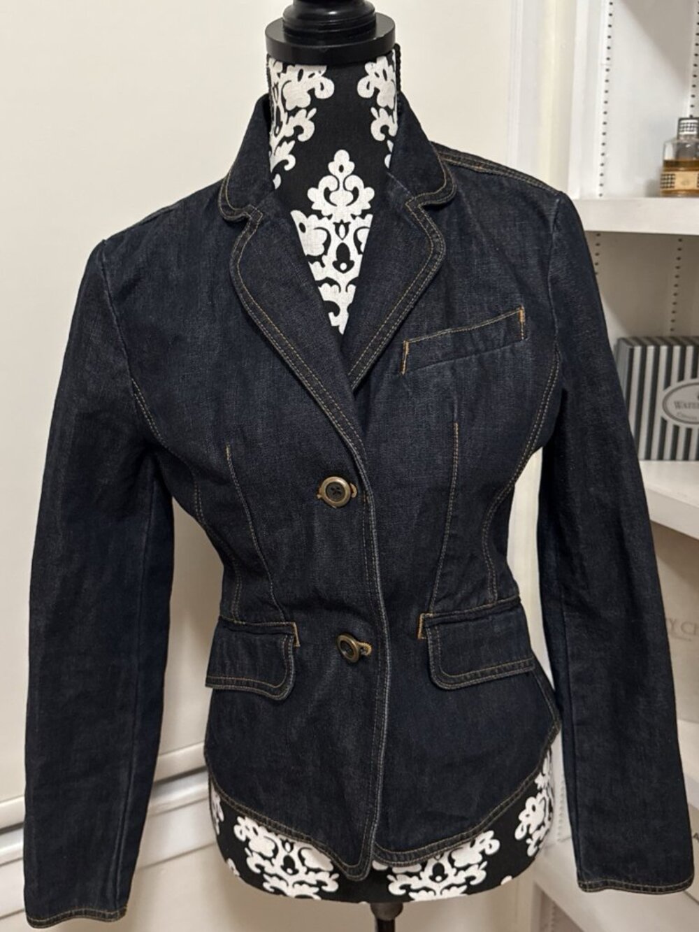THE LIMITED Womens Size S Button Front Long Sleeve Denim Blue Jean Jacket NWOT